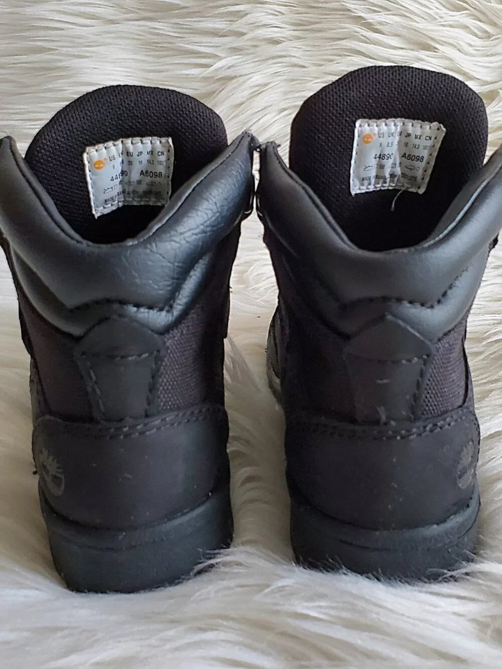 Timberland Black Premium Leather Toddler Waterproof Cushioned Field Boot SZ 9